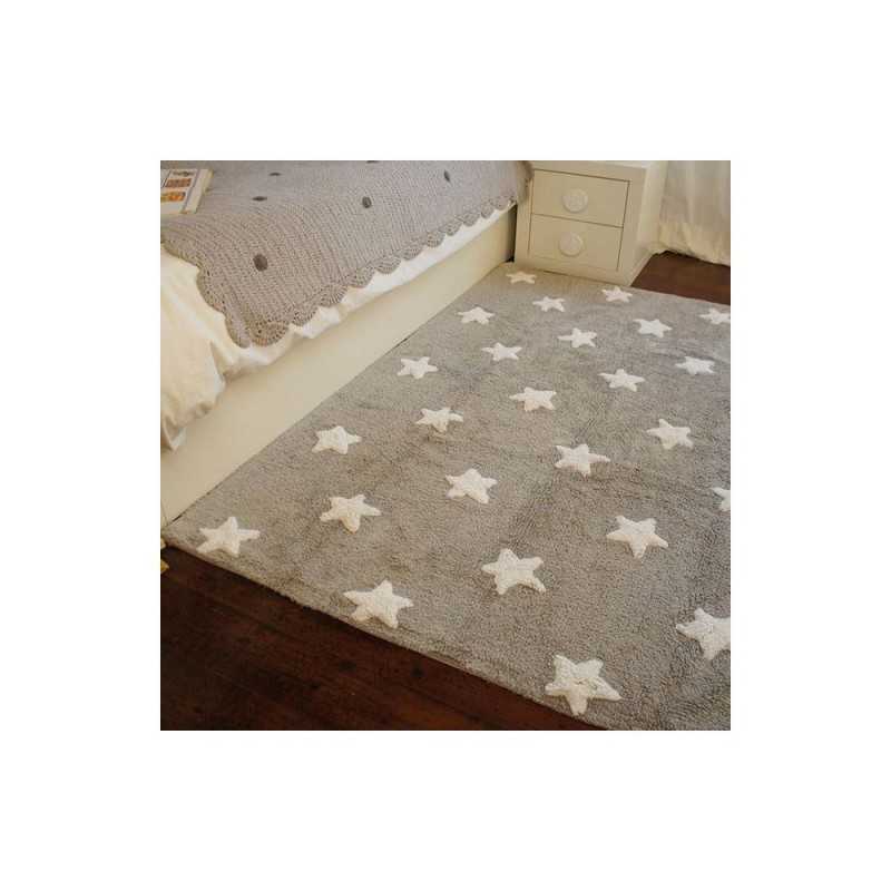 Alfombra infantil con estrella para habitación de los niños, diseño de  cielo estrellado, tamaño: 5 pies 3 pulgadas x 7 pies 3 pulgadas, color: gris