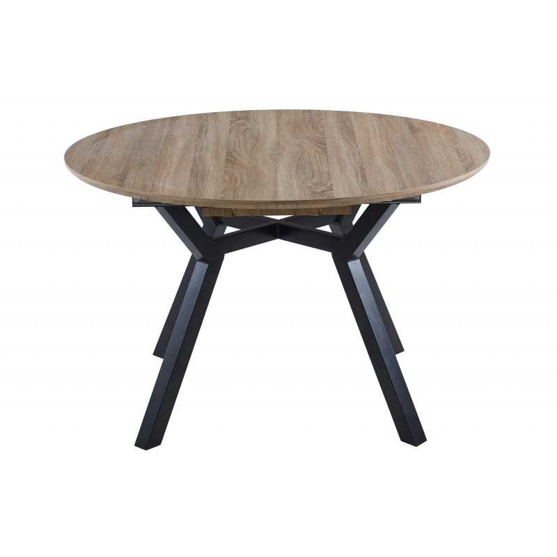 Mesa redonda de comedor Irune negra en madera de mindi con un diseño  original e impactante