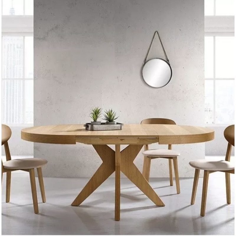 Mesa comedor redonda y extensible madera 120/180 cms Sharen - Comprar Mesa  comedor