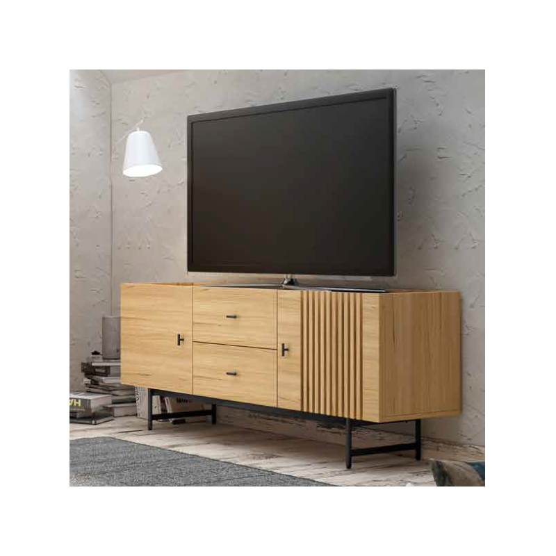 Mueble TV 180 lacado en verde antracita de estilo nórdico Troy