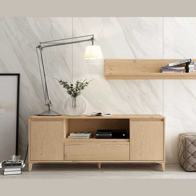 mueble-television-nordico-bajo-madera-clara - Original House