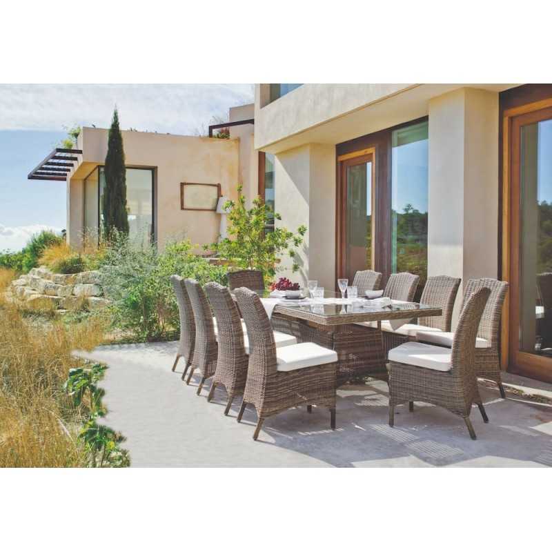 Set Mesa de exterior y 10 sillas de Jardín en Ratán Sintético Borsalino -  Compra Online