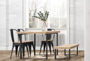 Mesa de centro extensible en tonos negro y madera matural de Roble