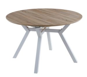 Mesa de comedor extensible redonda blanca Ebro 120cm