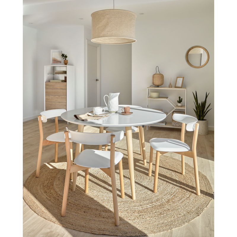 Mesa de Comedor Redonda Extensible Blanco Julia 120x120