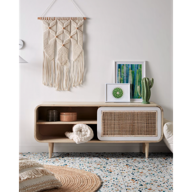 Mueble TV Jungle 1P/1H madera de mango y caña 