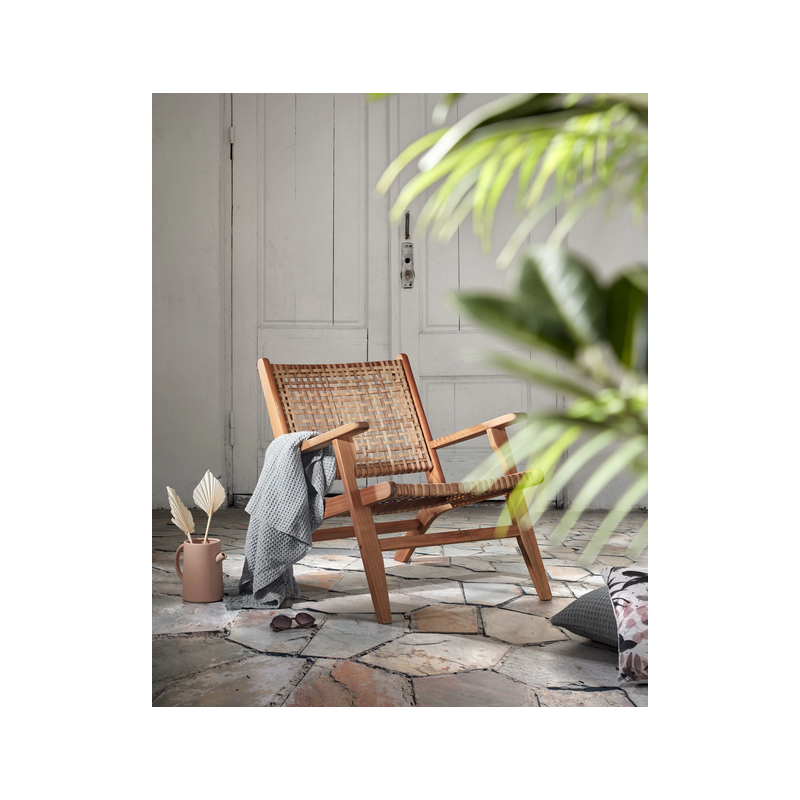 Sillón Acacia natural y Ratán trenzado Grace
