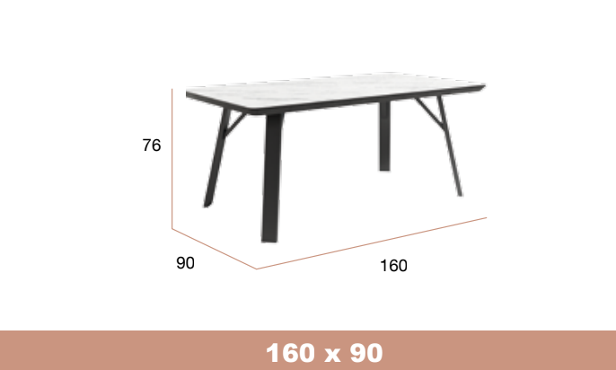 Conjunto mesa fija 160×90 y 4 sillas jardín marrón - Tokyo